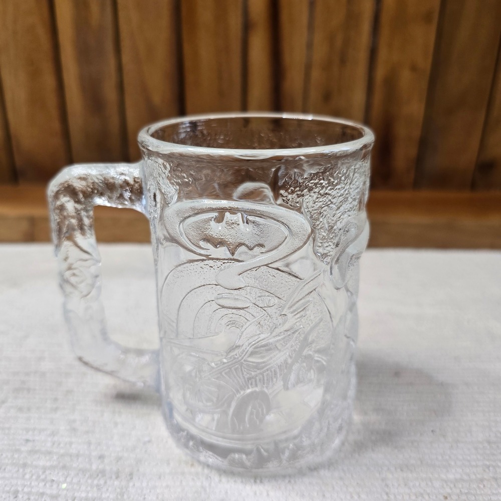 Vintage 1995 McDonalds Batman Forever Robin Glass Mug Made in France Movie Promo